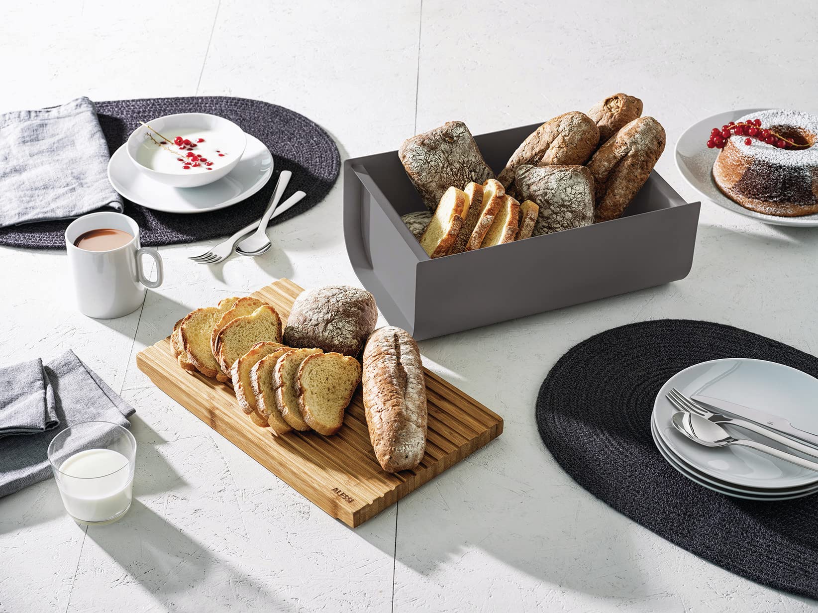 Alessi Mattina BG03 DG Portapane Acciaio Grigio Scuro
