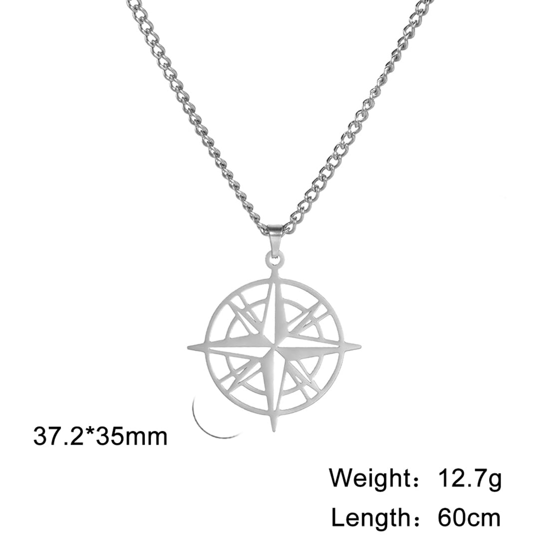 EUEAVAN Necklaces collana bussola argento acciaio uomo