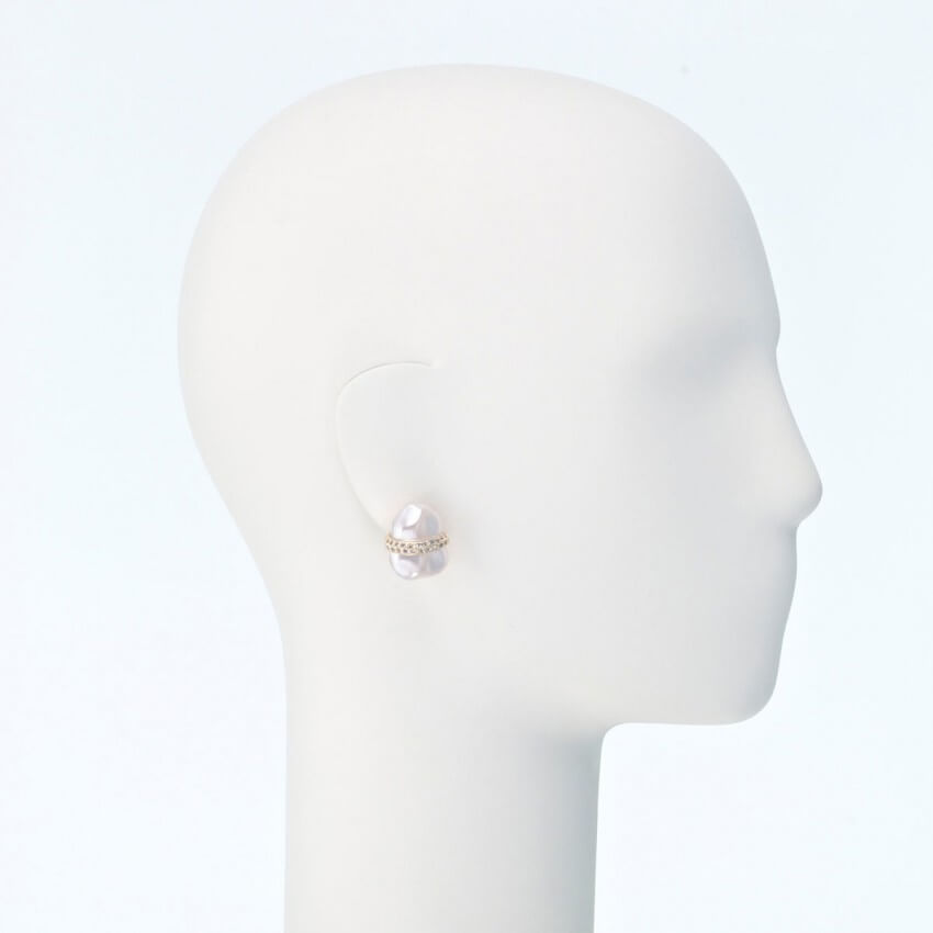 Chic Ad Hoc Orecchini clip orecchino perla oro strass
