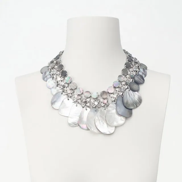 Chic Ad Hoc Collana girocollo argento madreperla grigia
