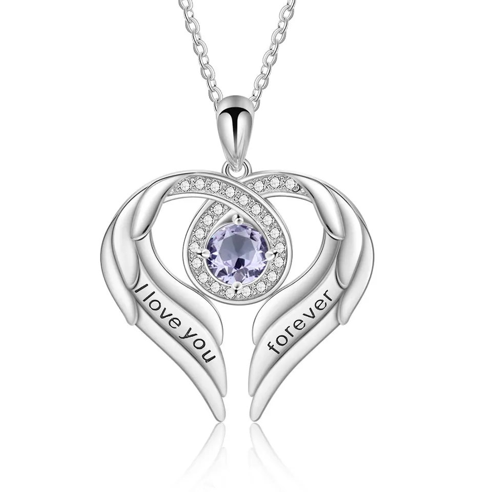 Jessemade Ala Collana Argento 925 Cuore Love You Forever