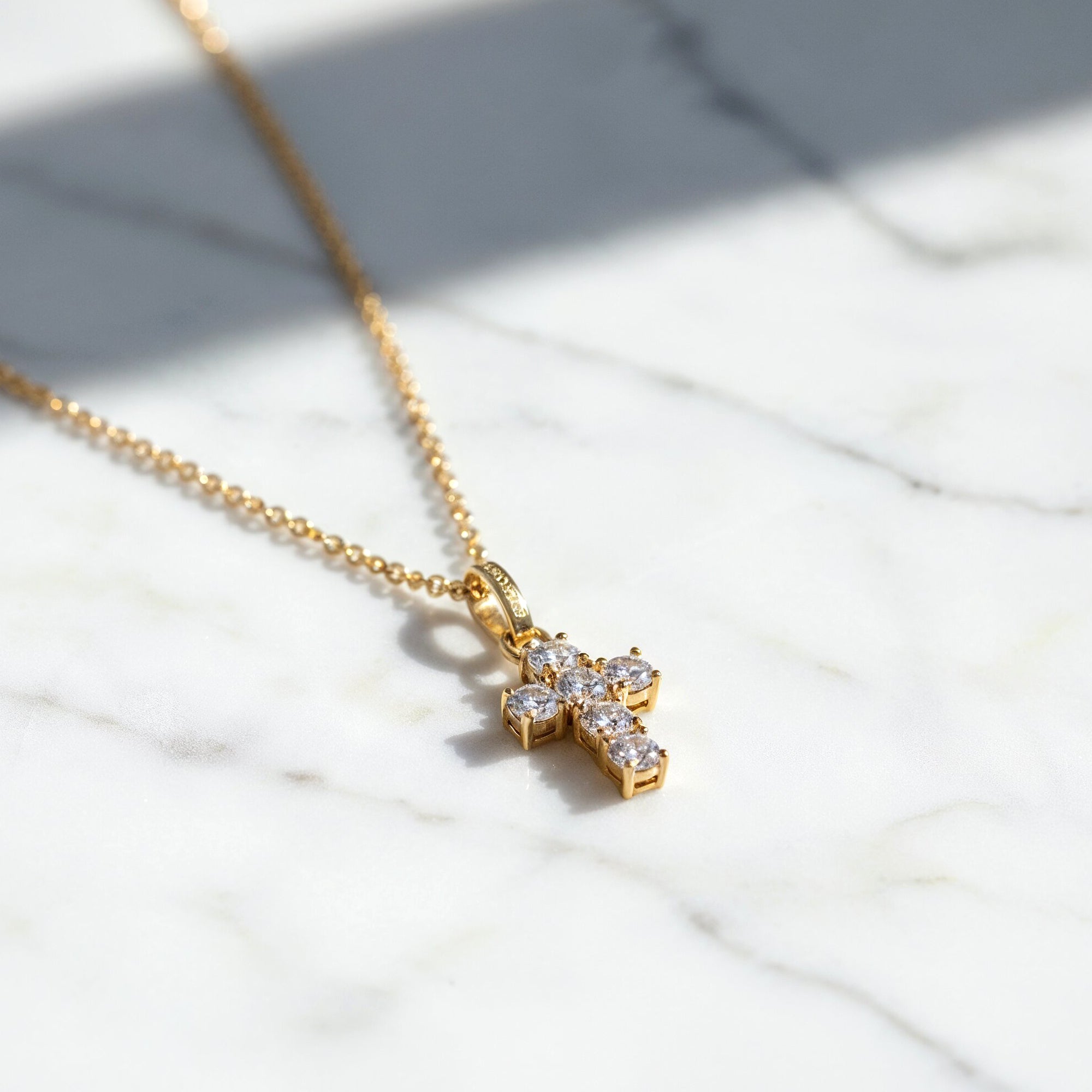 Engelsrufer Croce Collana Argento 925 Dorata Zirconi
