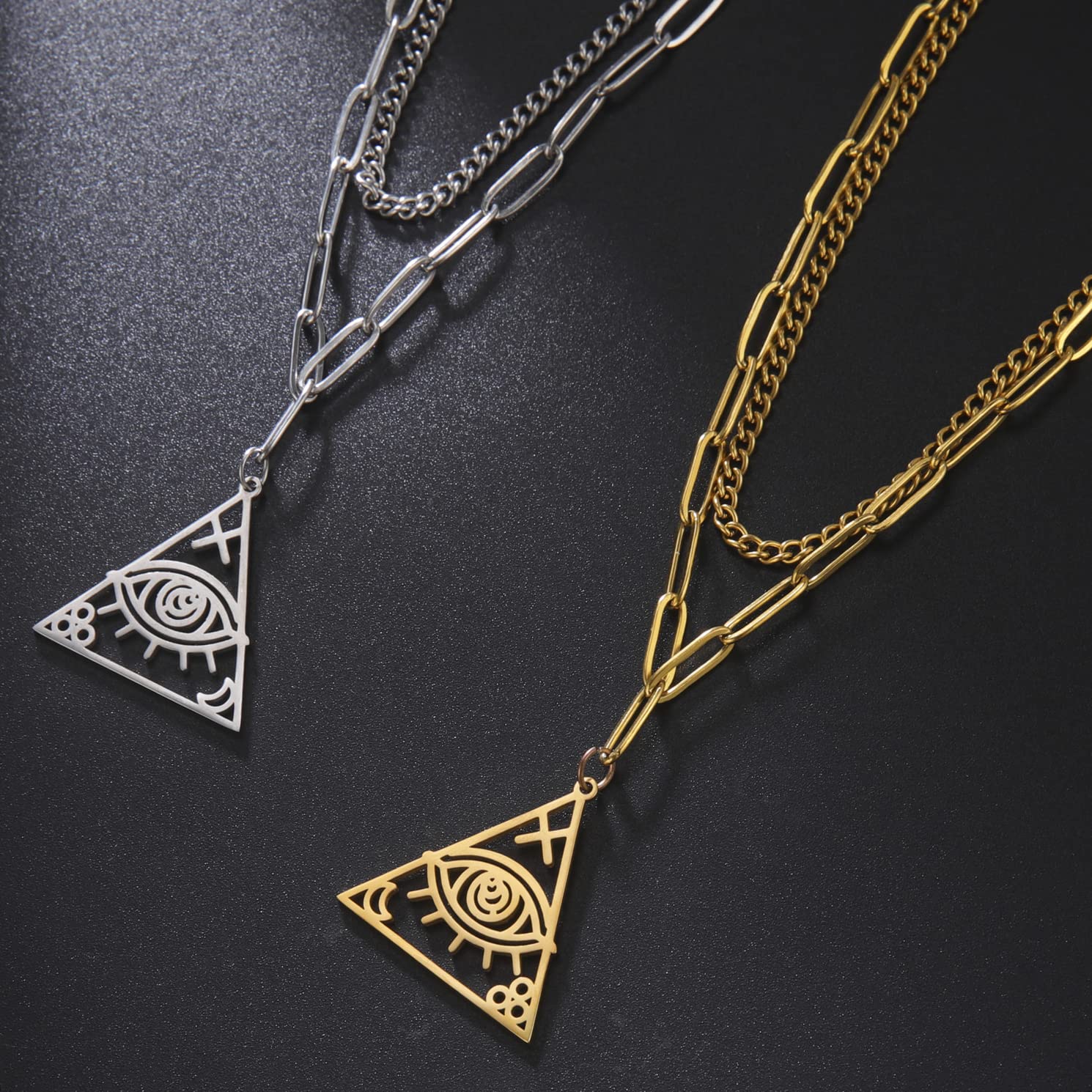 EUEAVAN Necklaces Collana occhio Horus acciaio donna