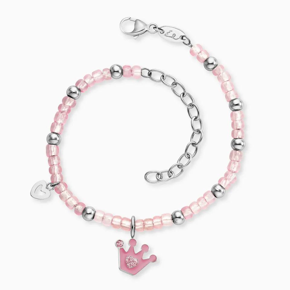 Engelsrufer Glitzerkrone Bracciale Bimba Perline Rosa