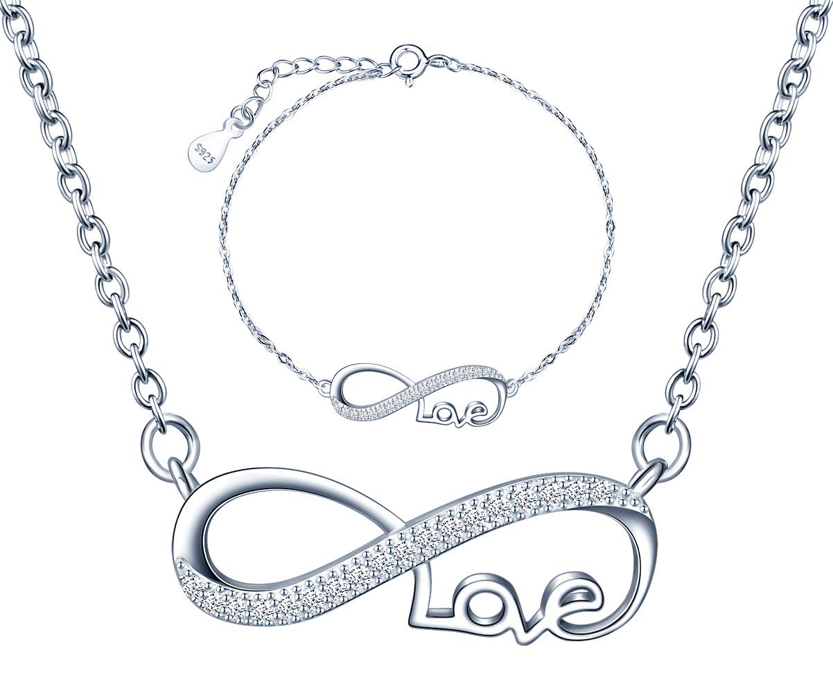 Infinionly Fashion parure collana bracciale love silver 925