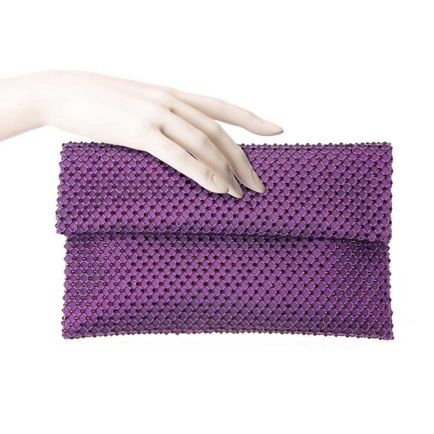 Chic Ad Hoc Borse pochette tessuto viola microcristalli