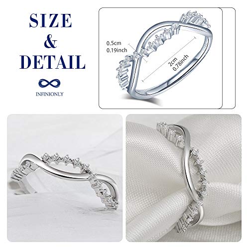 INFINIONLY Fashion Rings anello aperto infinito argento 925 zirconi