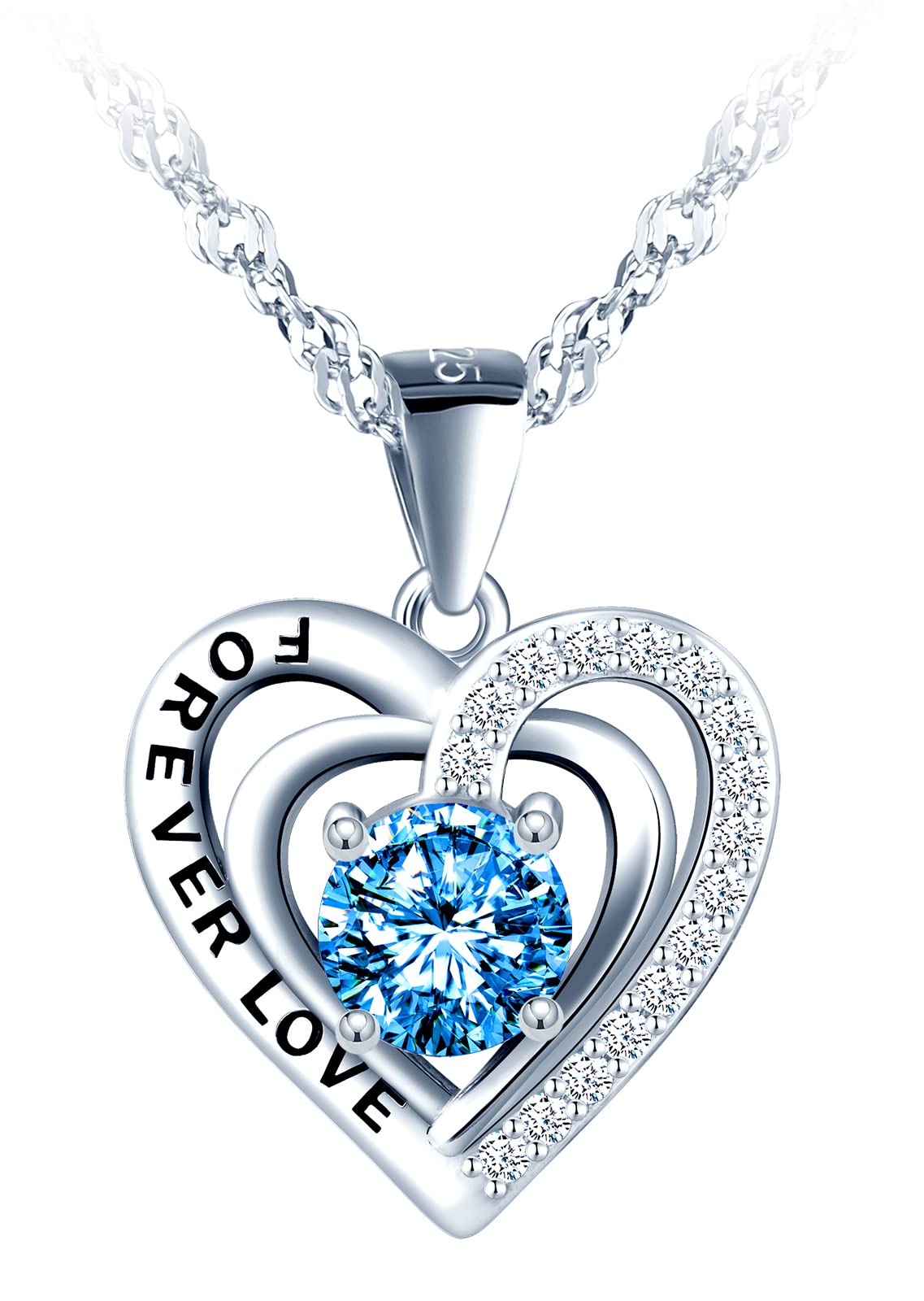 INFINIONLY Fashion Necklaces parure cuore azzurro 45cm