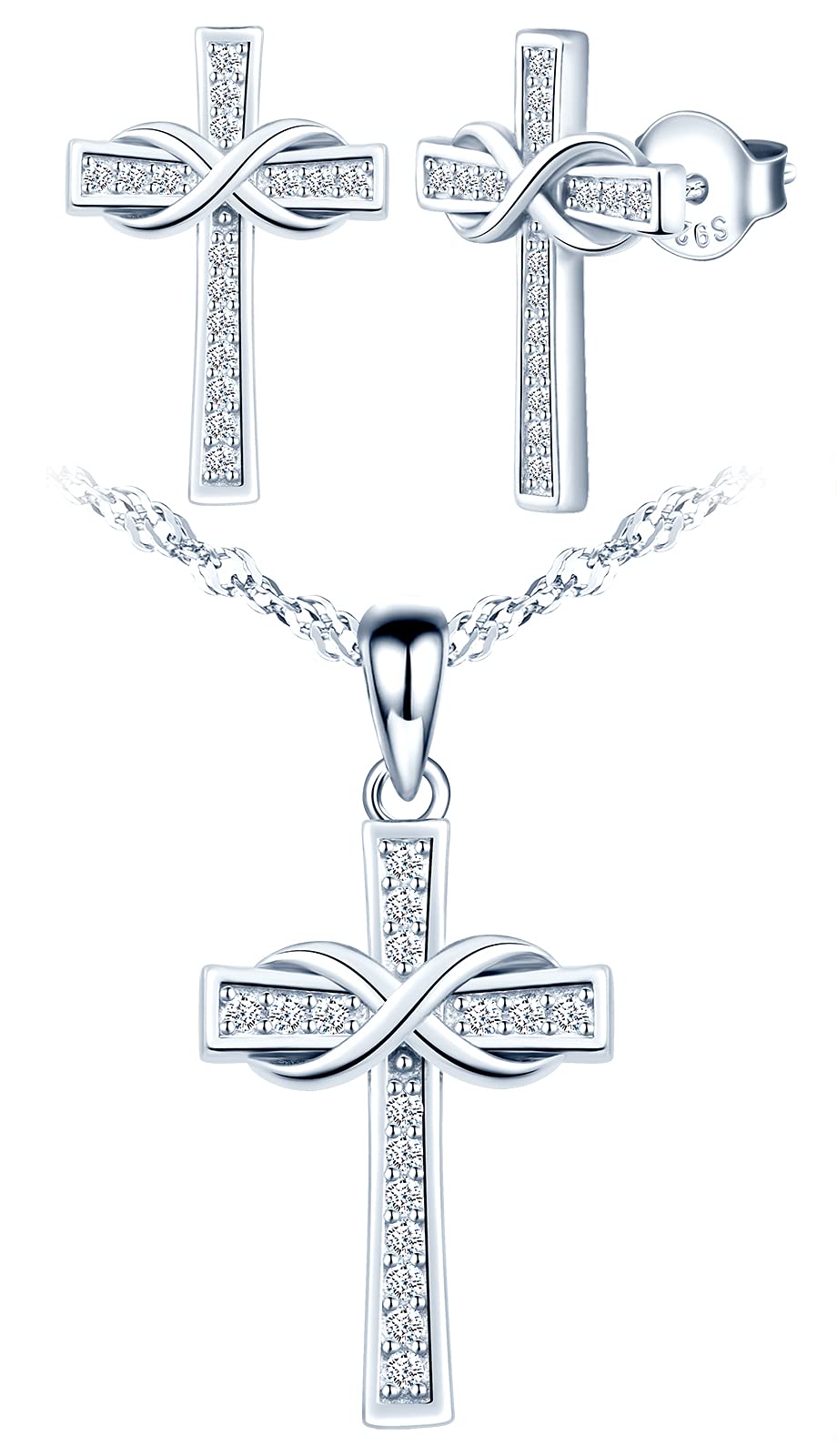 INFINIONLY Fashion Necklaces collana croce infinito argento 925