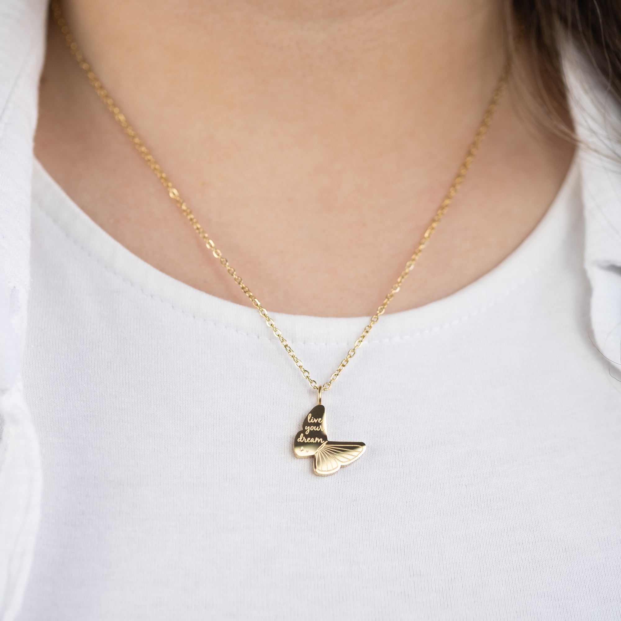 Engelsrufer MySteel Dream collana acciaio oro con biglietto