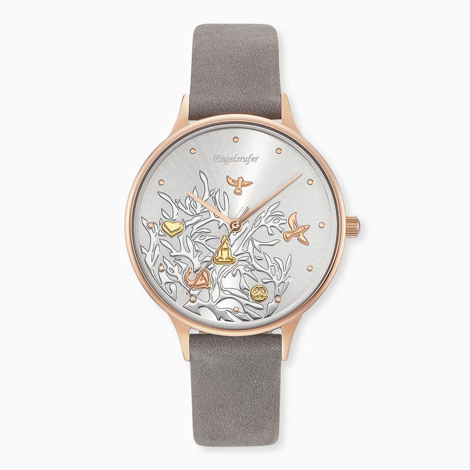 Engelsrufer Uhren Lebensbaum orologio tricolor pelle grigia