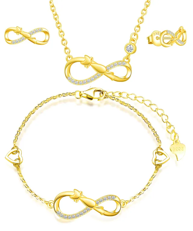 INFINIONLY Fashion Parure C Infinito Gatto Argento 925