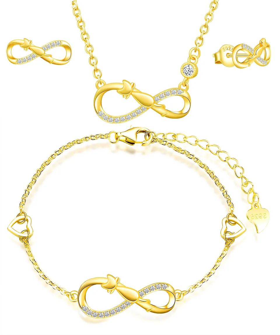 INFINIONLY Fashion Parure C Infinito Gatto Argento 925