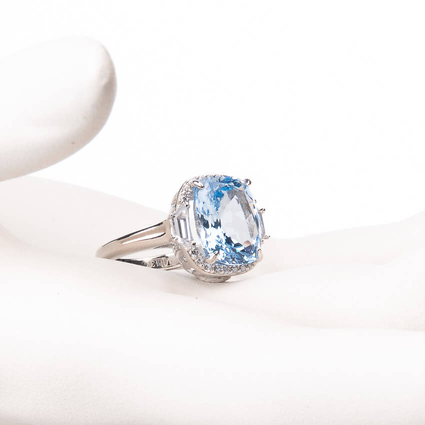 Chic Ad Hoc Anello argento spinello acquamarina