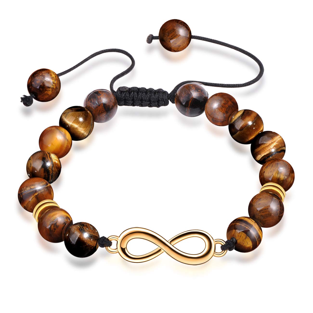 INFINIONLY Fashion bracciale uomo multicolor pietra vulcanica 18-20cm