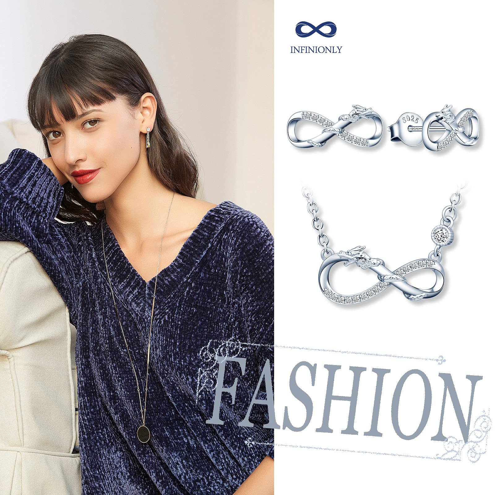 Infinionly Fashion collana orecchini argento 925 Silver