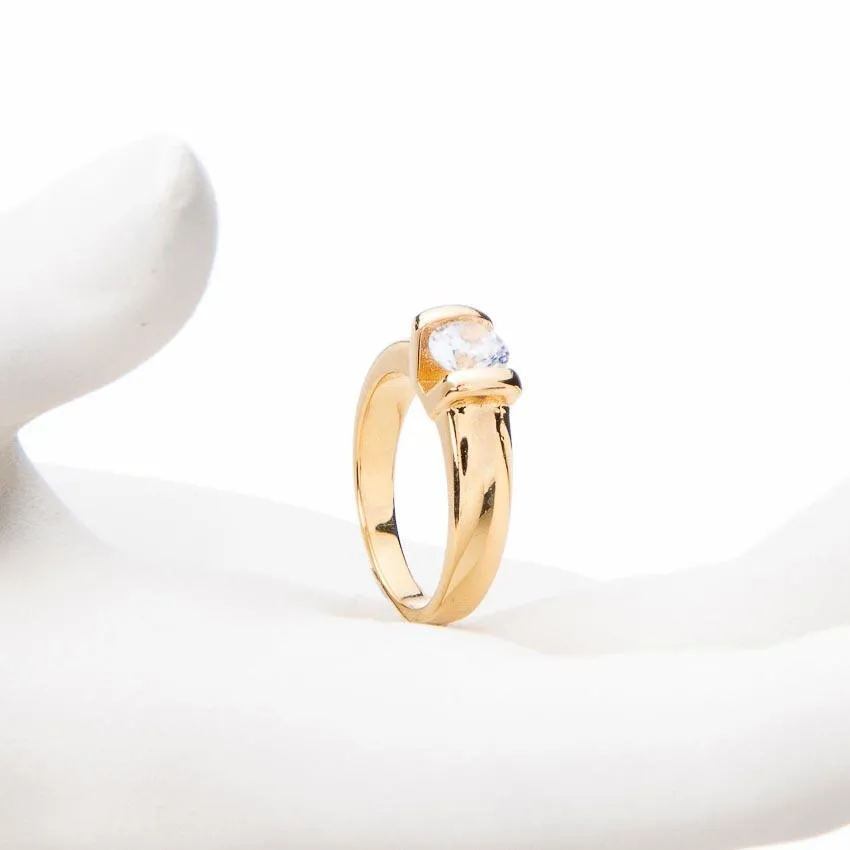 Chic Ad Hoc Anello Solitario Argento Placcato Donna
