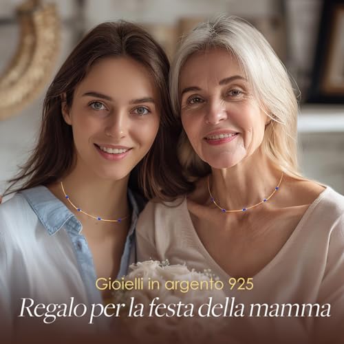 LOUISA SECRET collana argento 925 placcato oro 14k zirconi