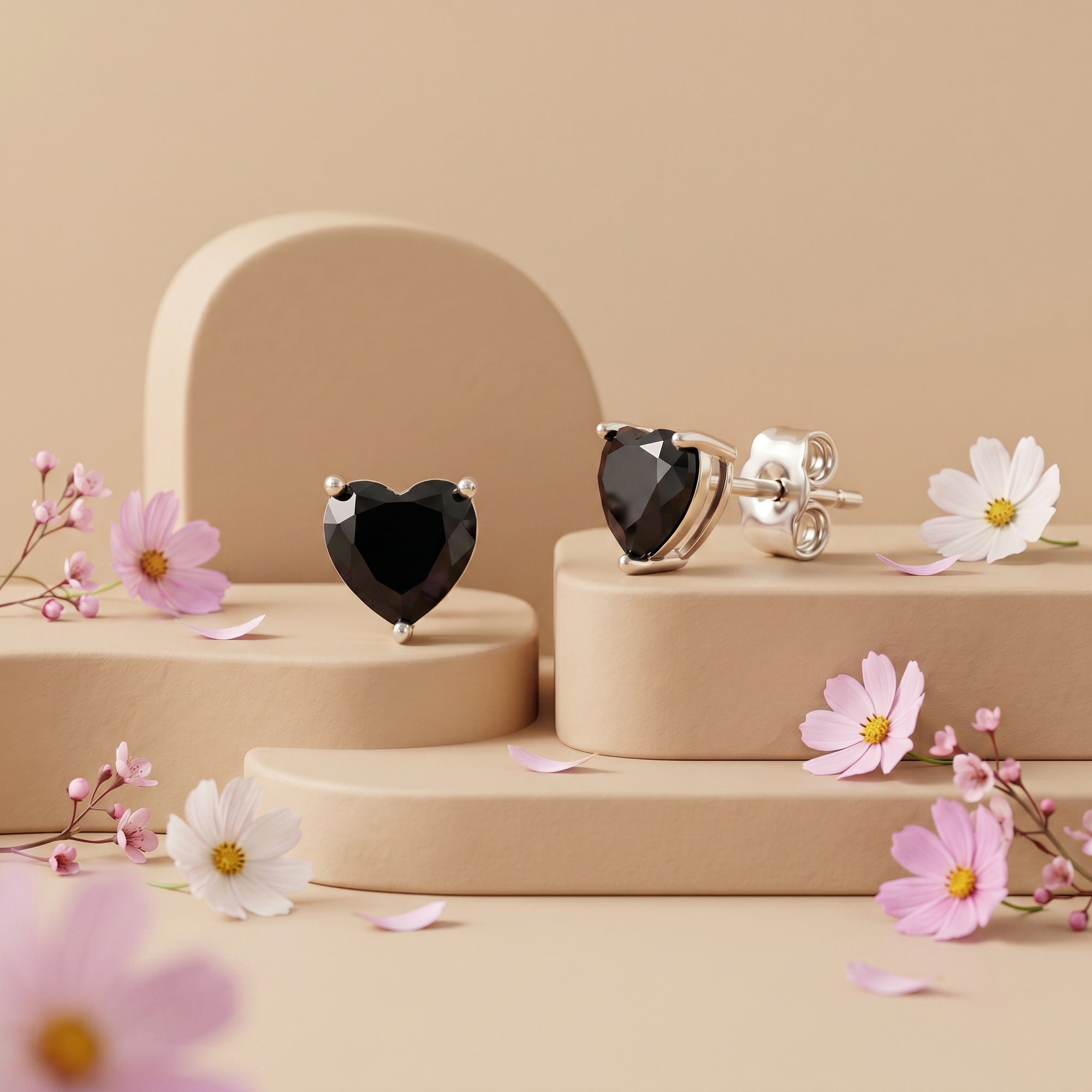 Engelsrufer Ohrringe Shiny Orecchini Cuore Argento Zirconia Nera
