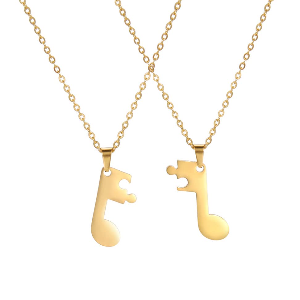 EUEAVAN Necklaces collana nota musicale coppia 2 pezzi argento