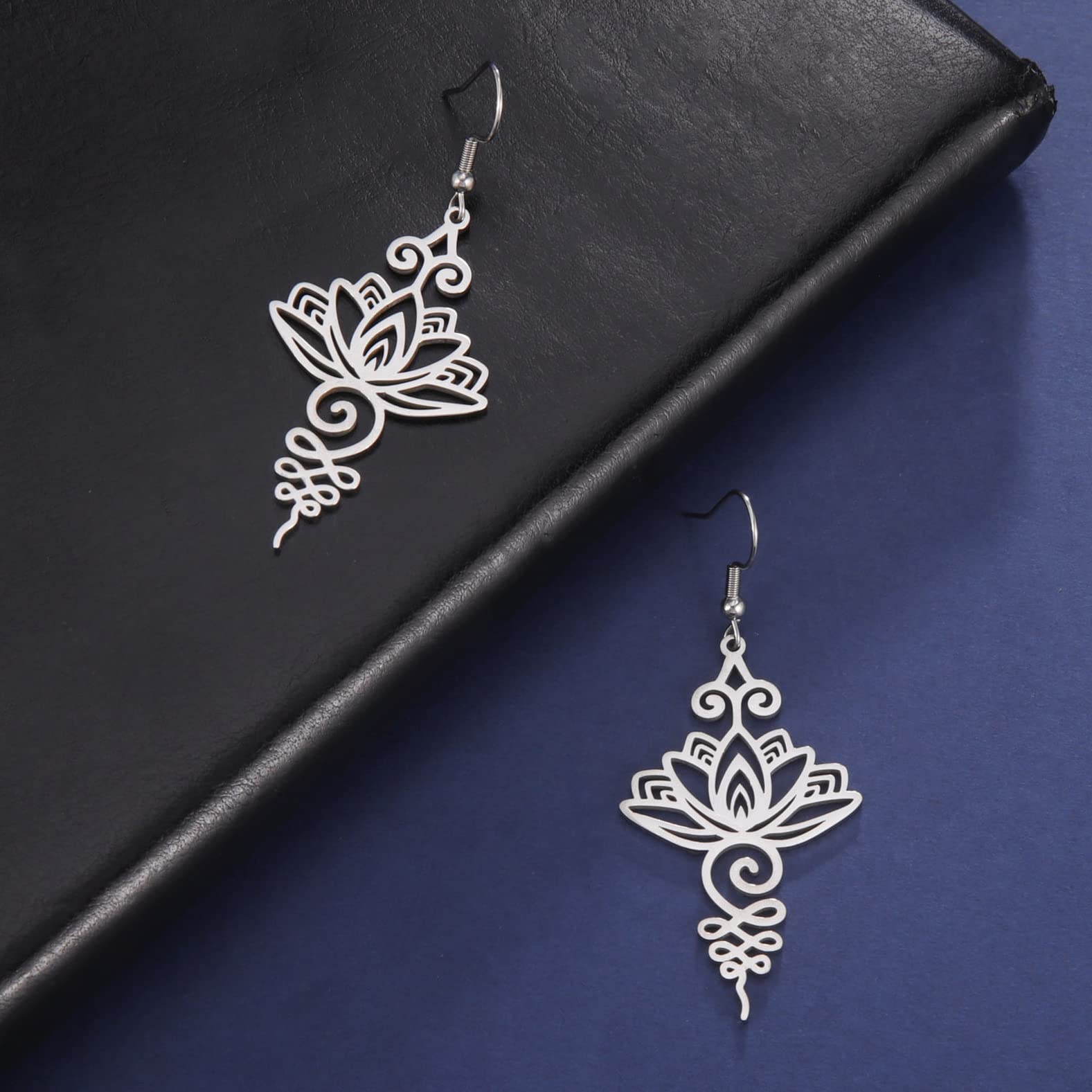 EUEAVAN Earrings orecchini pendenti loto yoga argento