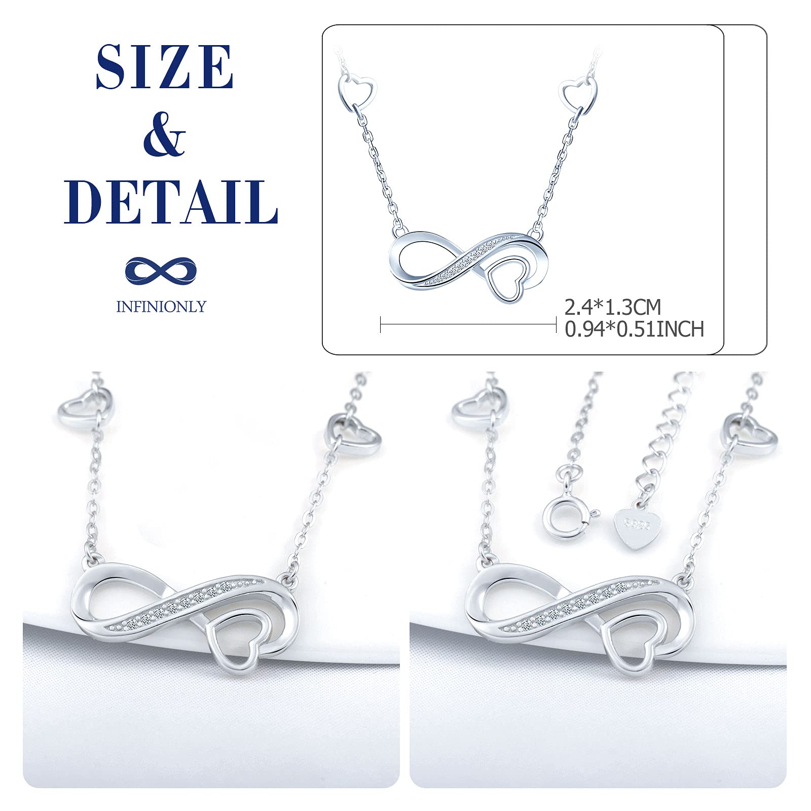 INFINIONLY Collana infinito cuore argento 925 donna