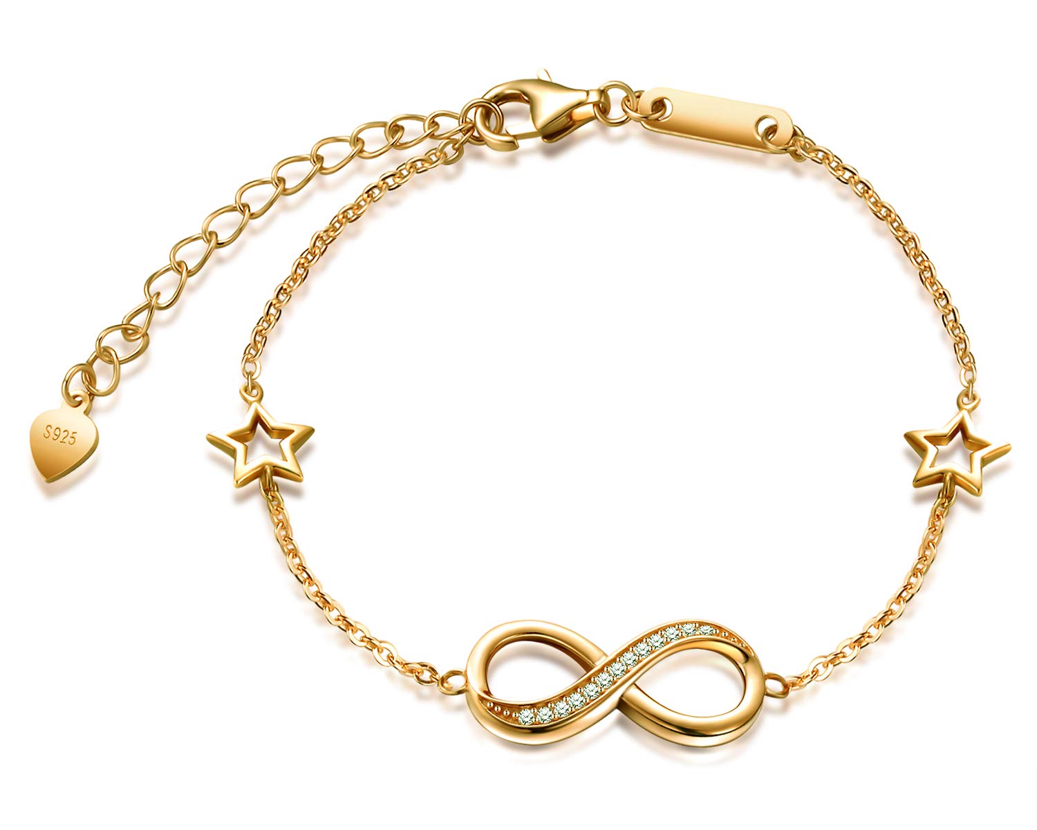 INFINIONLY Bracciale Infinito Argento 925 Rose Gold Zirconi