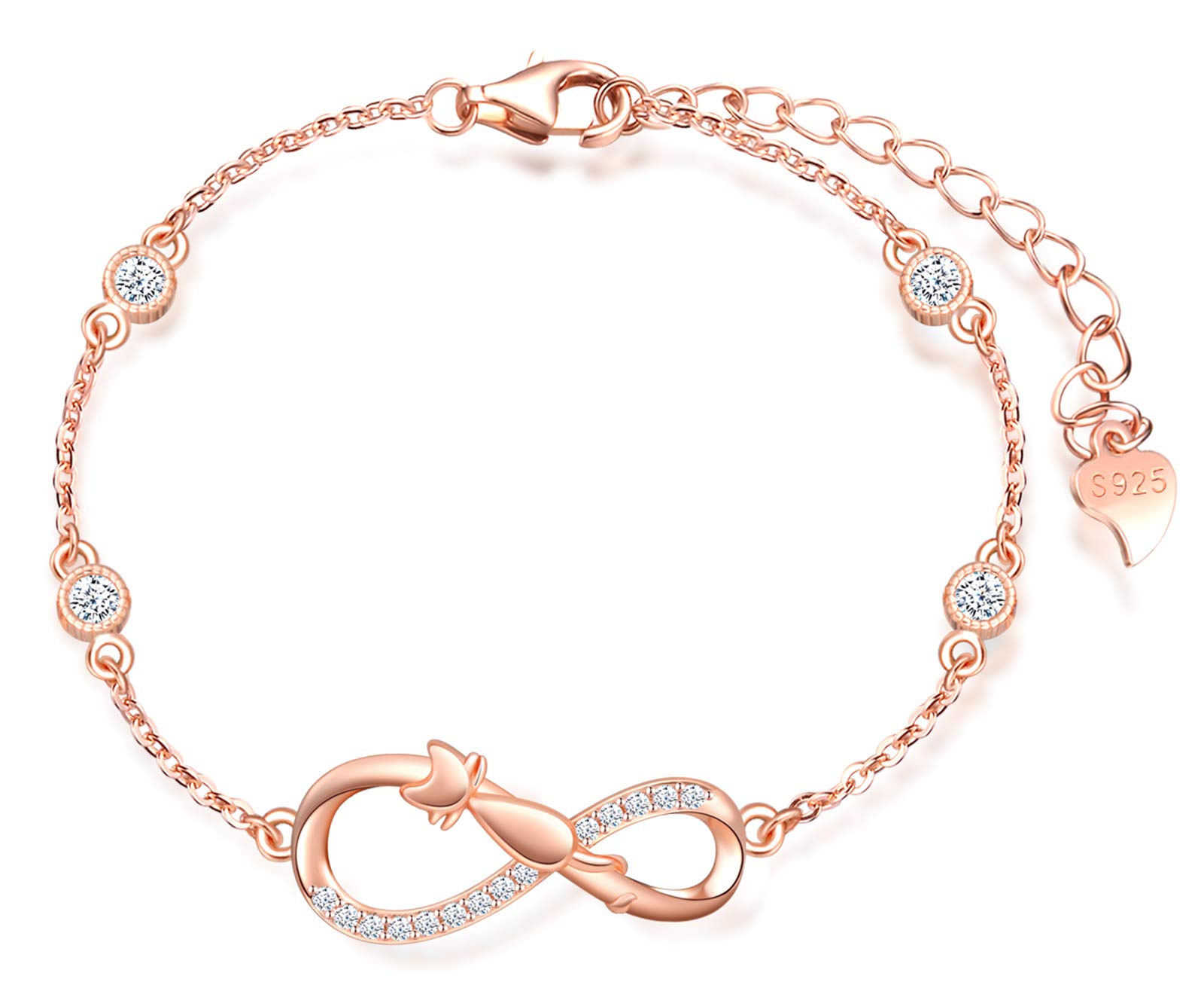 INFINIONLY Fashion Bracelets bracciale gatto cuore oro rosa argento
