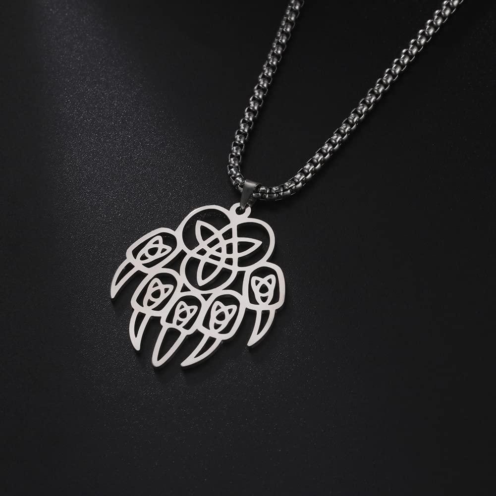 EUEAVAN Necklaces collana artiglio orso acciaio argento 60 cm