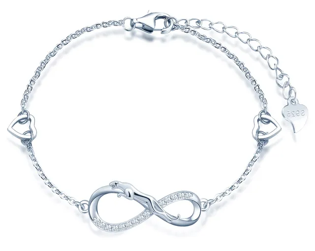 INFINIONLY Fashion Bracelets A-cuore bracciale argento leopardo cuore