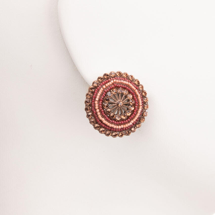 Chic Ad Hoc Orecchini Clip bottone microcristalli bordeaux