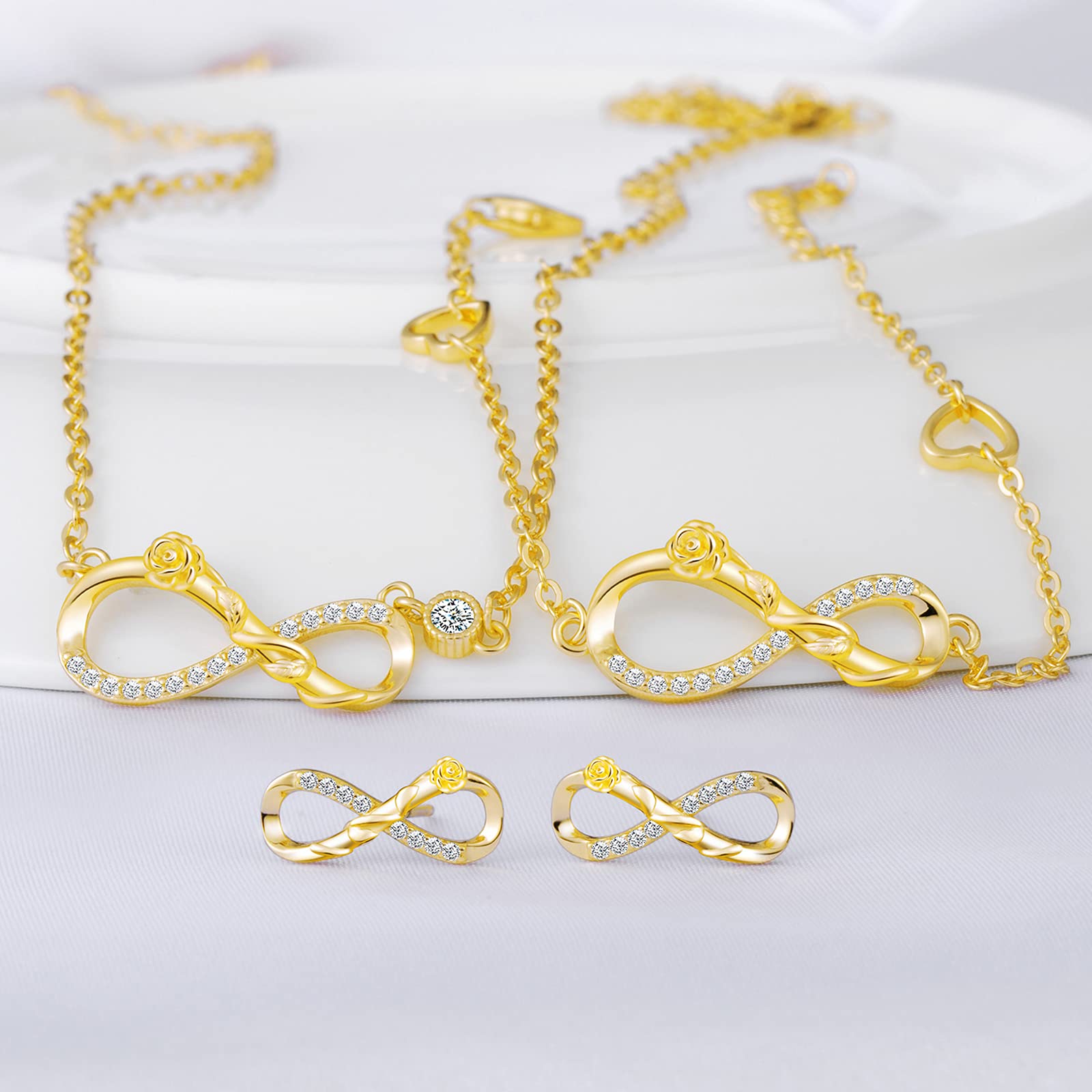 Infinionly Fashion Necklaces parure C argento 925 infinito fiore