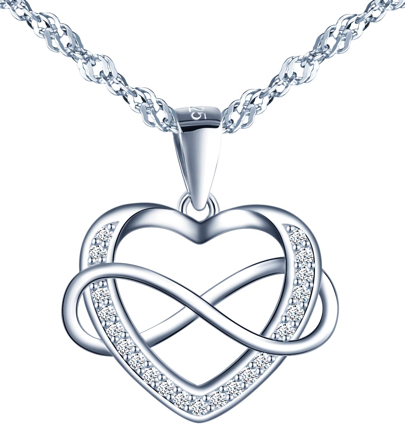 INFINIONLY Fashion Necklaces collana mini cuore infinito argento zirconi