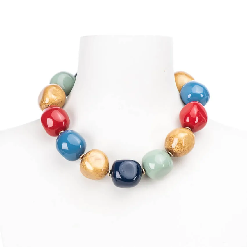 Chic Ad Hoc Collana Girocollo Sfere Resina Multicolor
