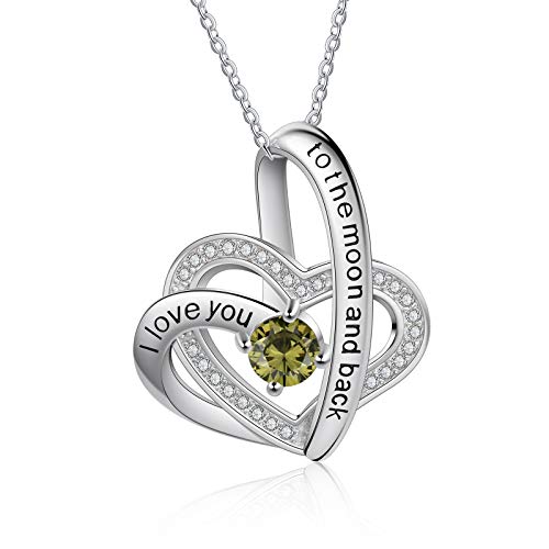 Jessemade Cuore Collana Argento 925 Birthstone Zirconi
