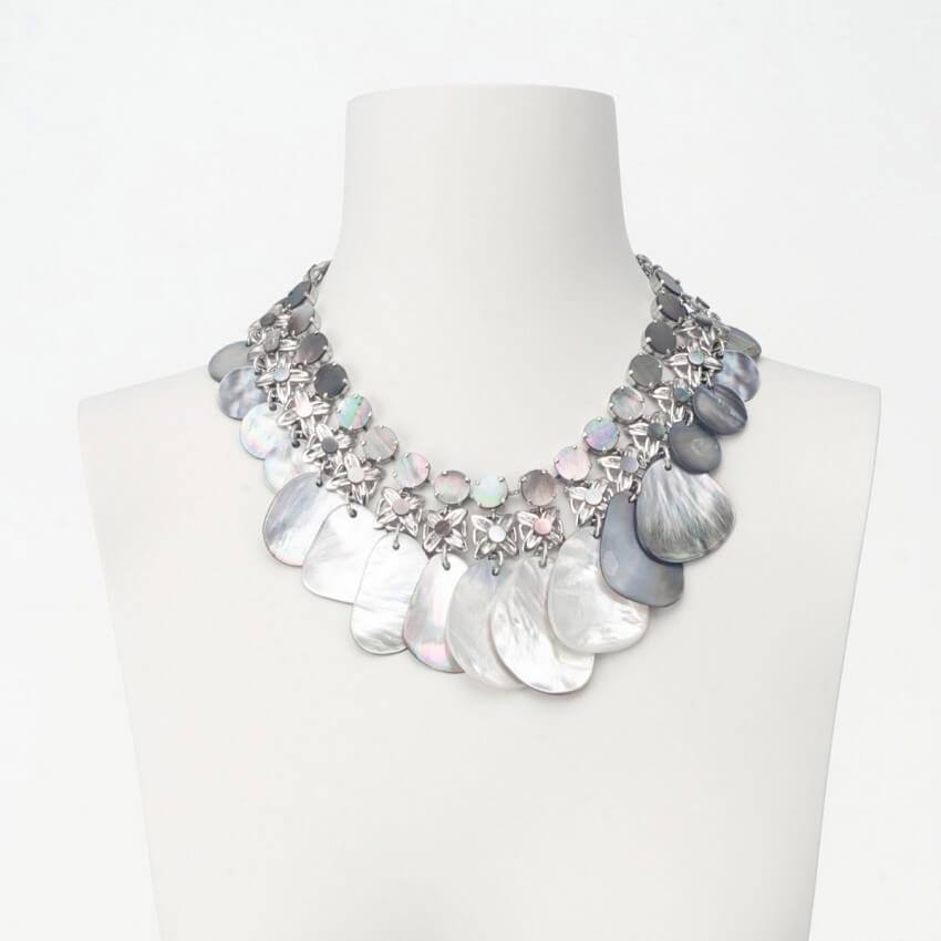 Chic Ad Hoc Collana girocollo argento madreperla grigia