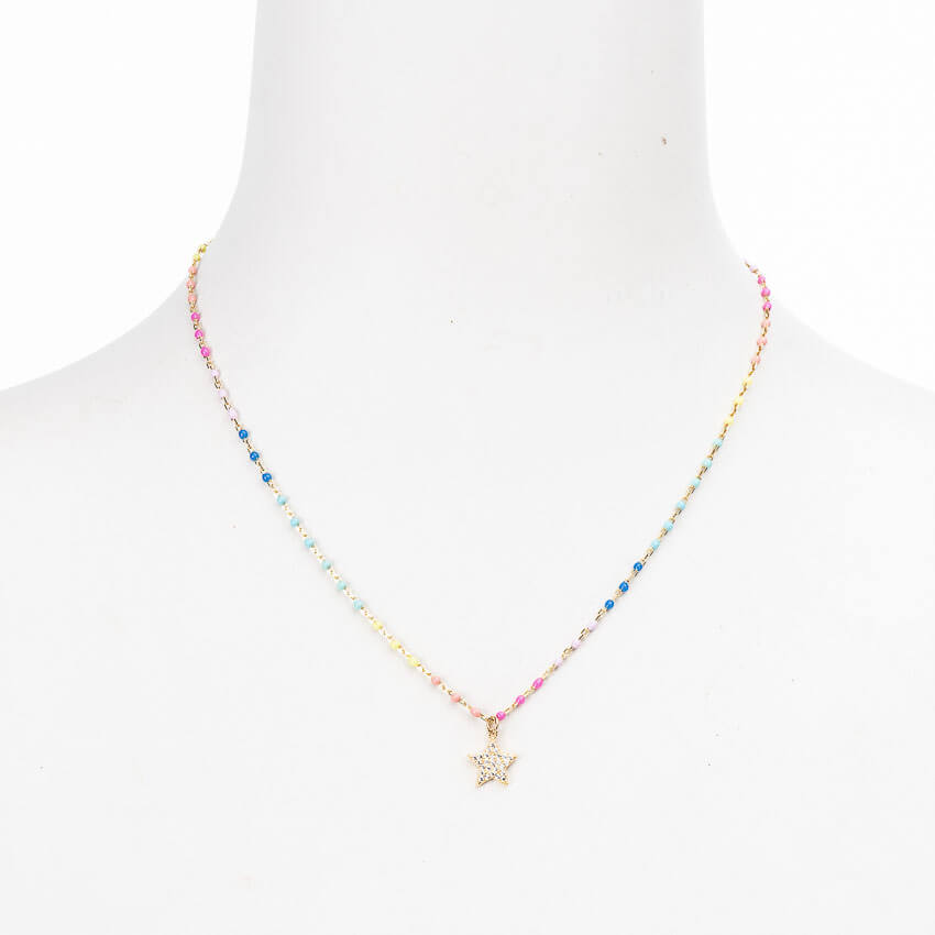 Chic Ad Hoc Girocollo argento perline multicolor pendente