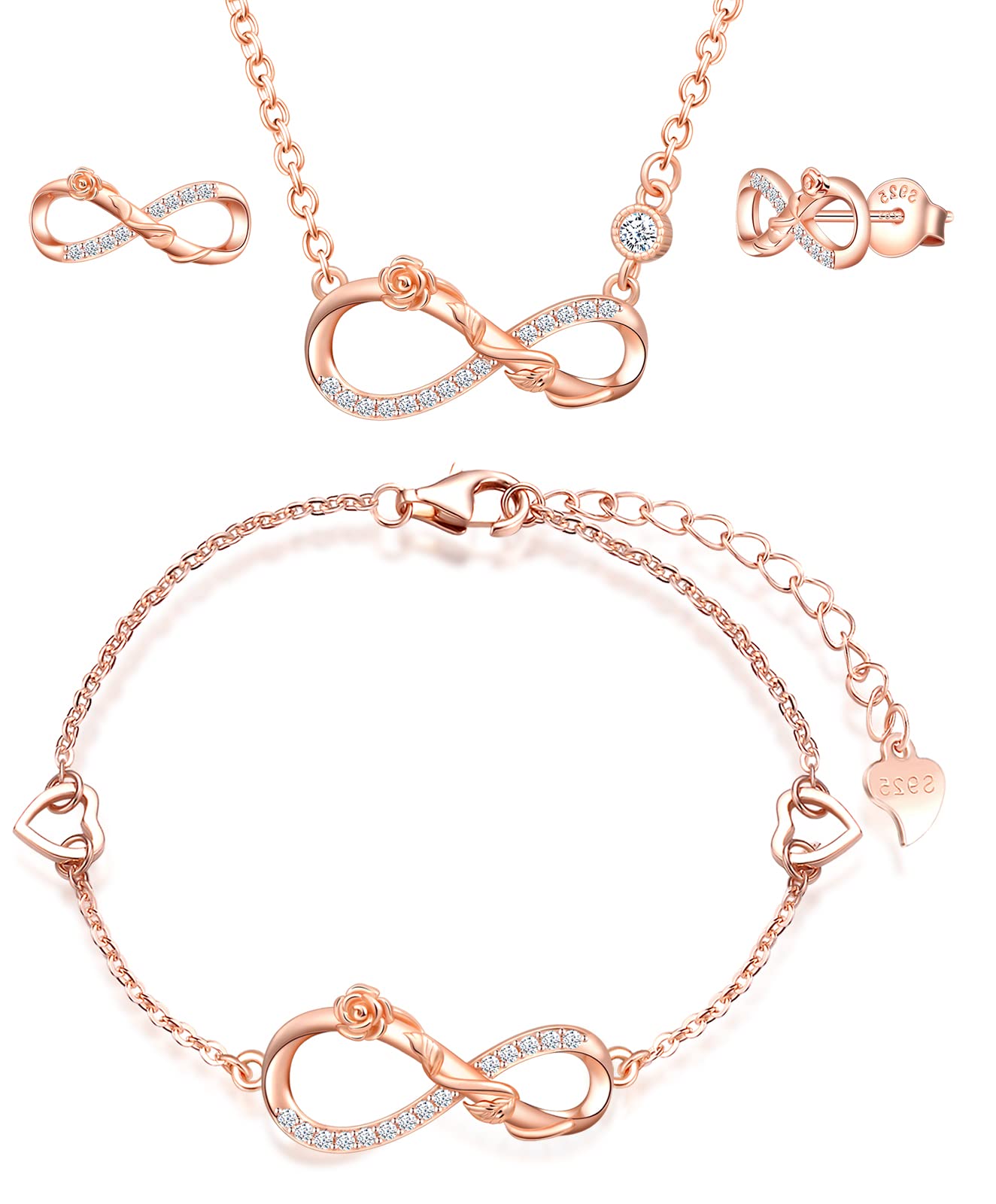 INFINIONLY Fashion Necklaces B parure argento fiore infinito