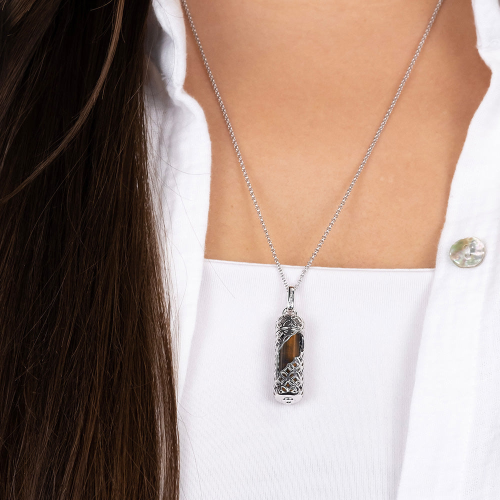 Engelsrufer Powerful Stone collana argento occhio di tigre M