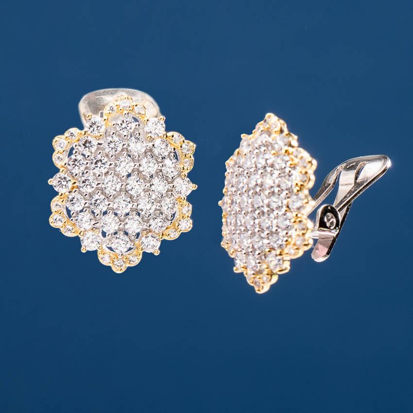 Chic Ad Hoc Orecchini Clip Merletto Orecchini Oro Argento Zirconi