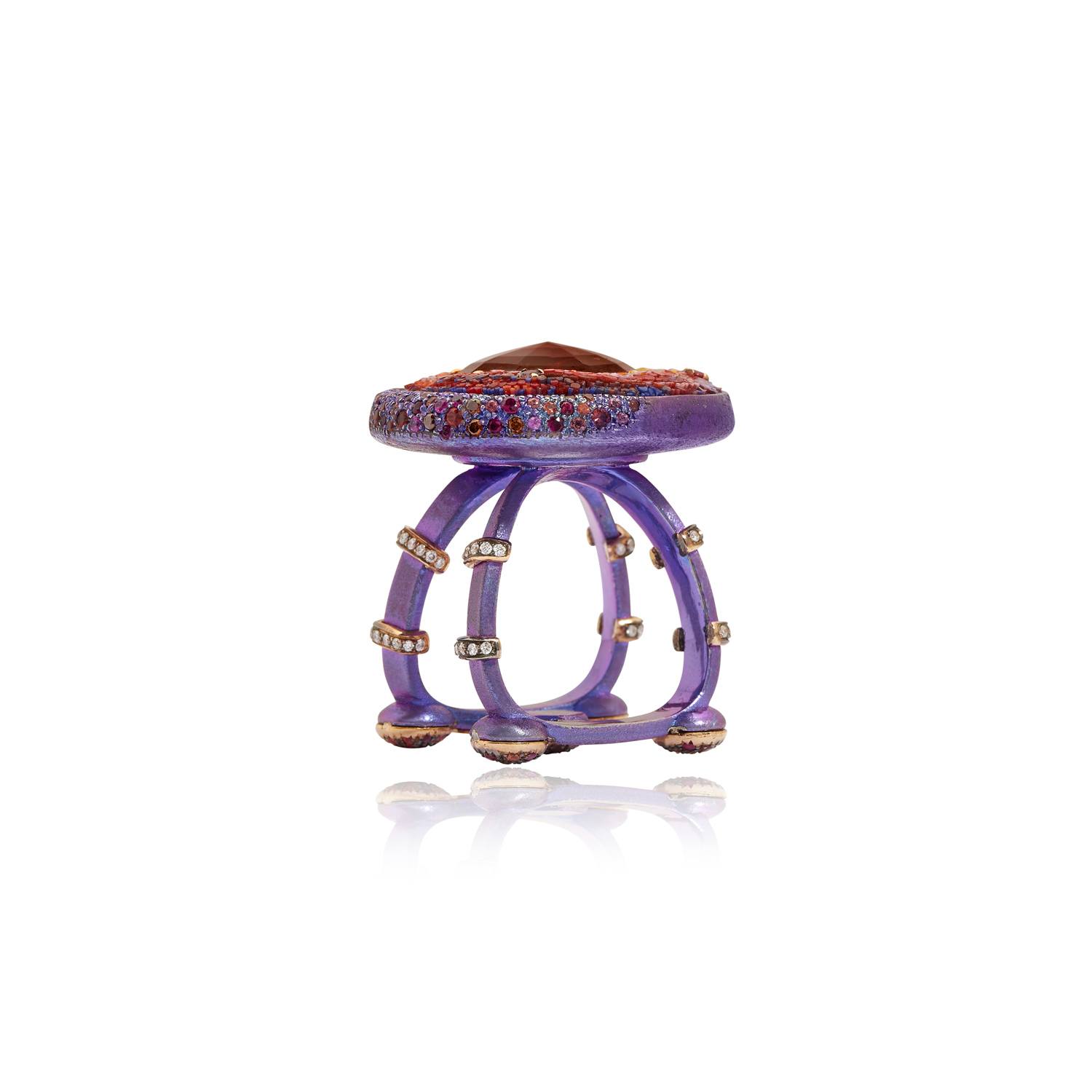Le Sibille Venus Ring anello oro rosa granato rodolite