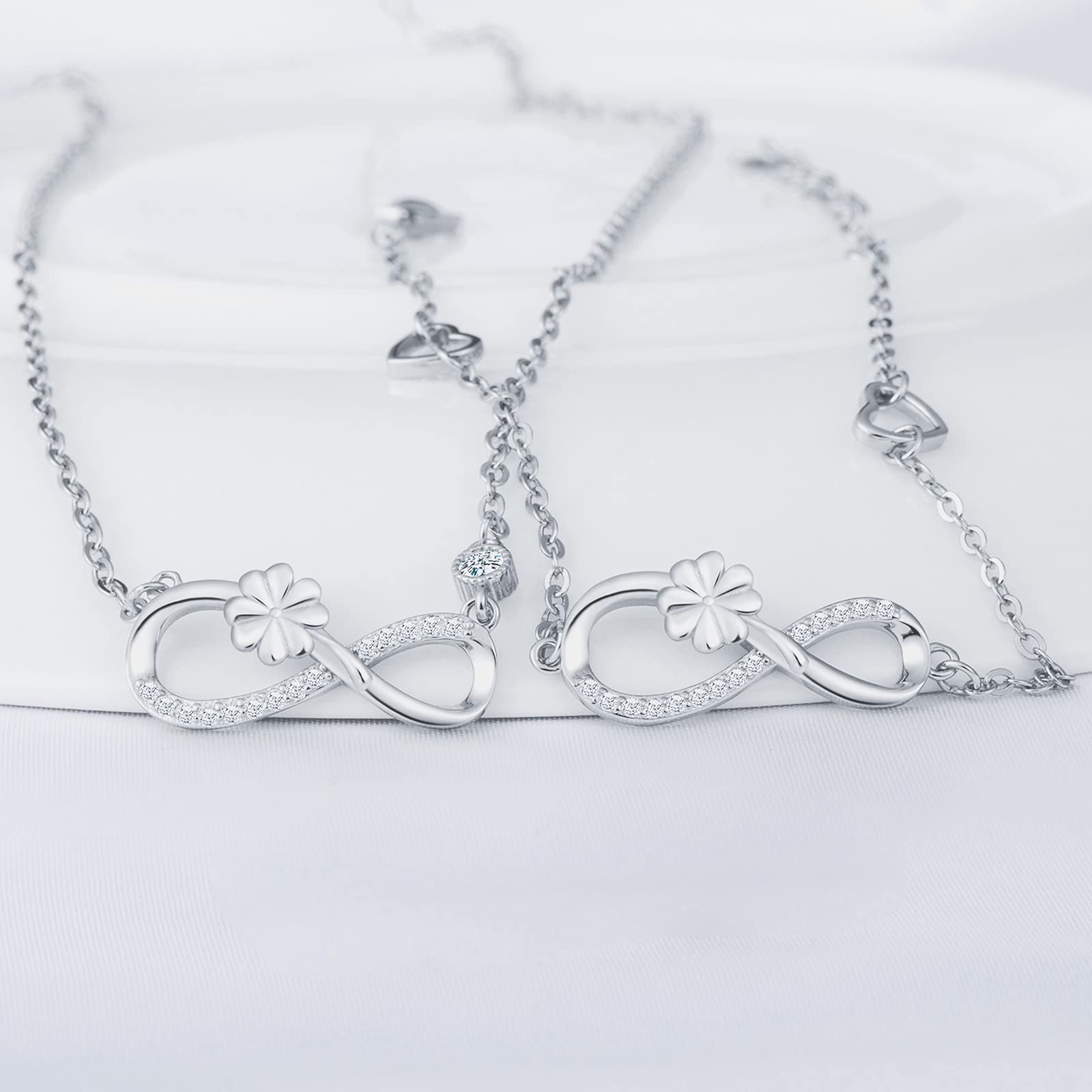 INFINIONLY Fashion Necklaces parure B argento trifoglio