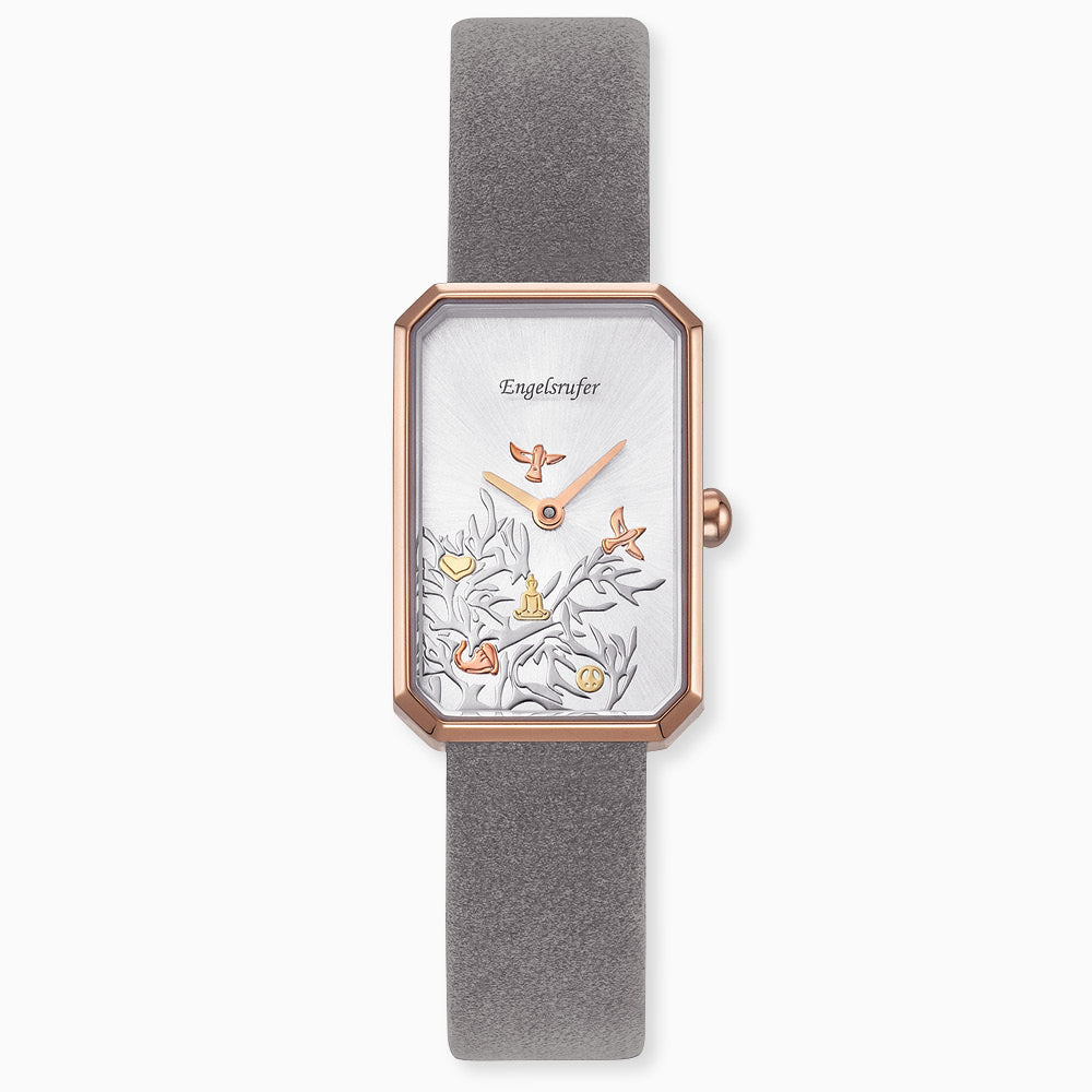 Engelsrufer Tree of Life orologio rosé pelle grigia