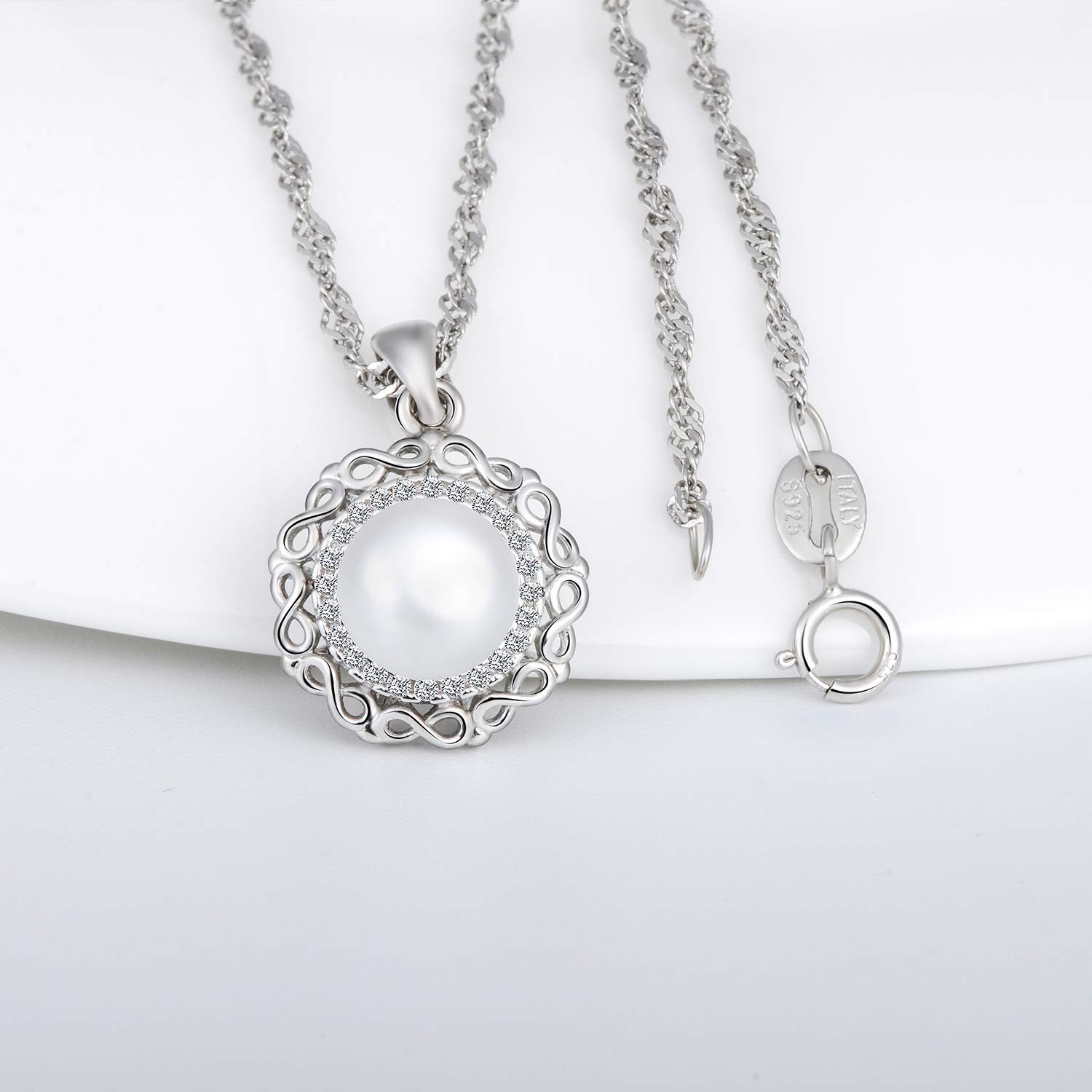 INFINIONLY Fashion collana perla fiore infinito zirconi