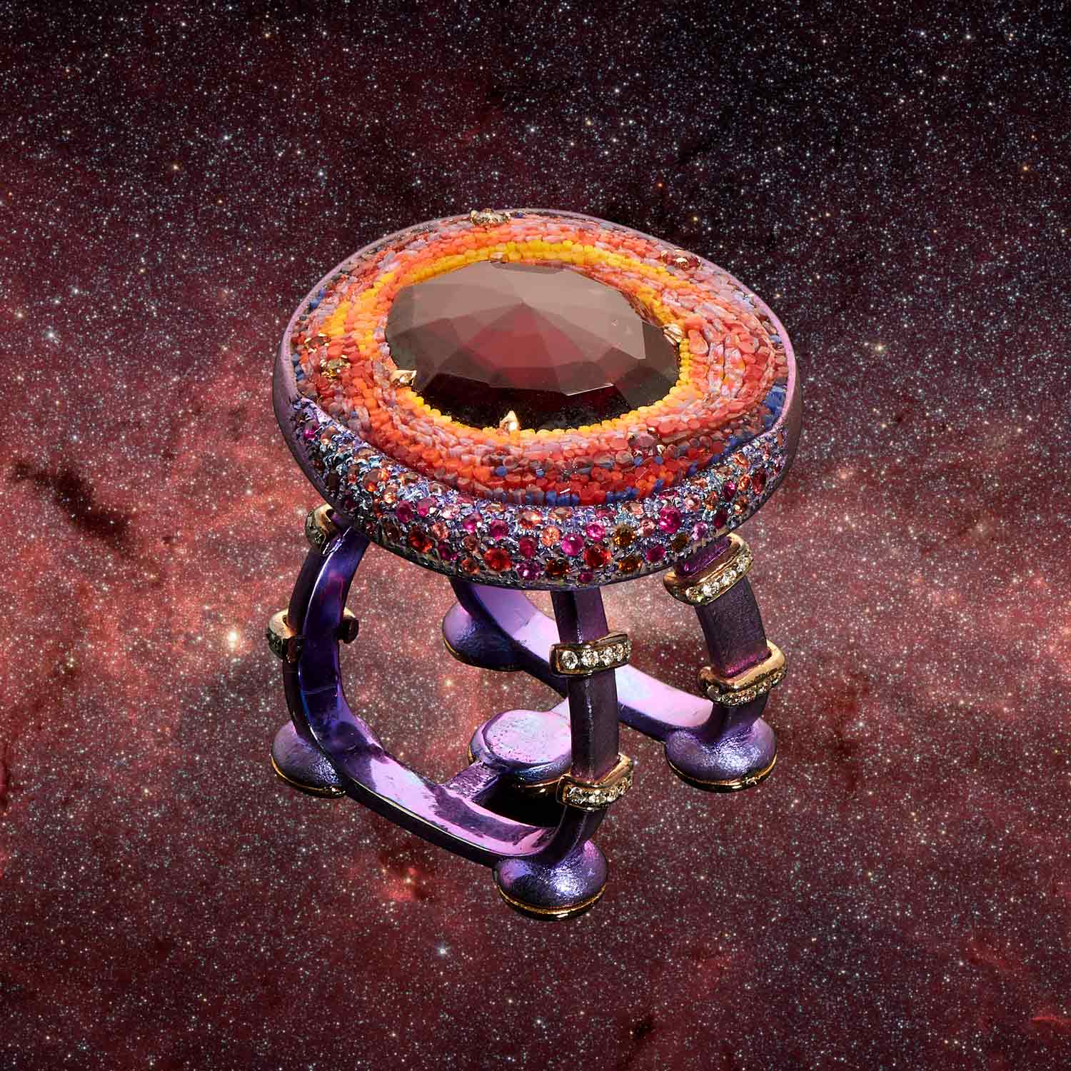 Le Sibille Venus Ring anello oro rosa granato rodolite