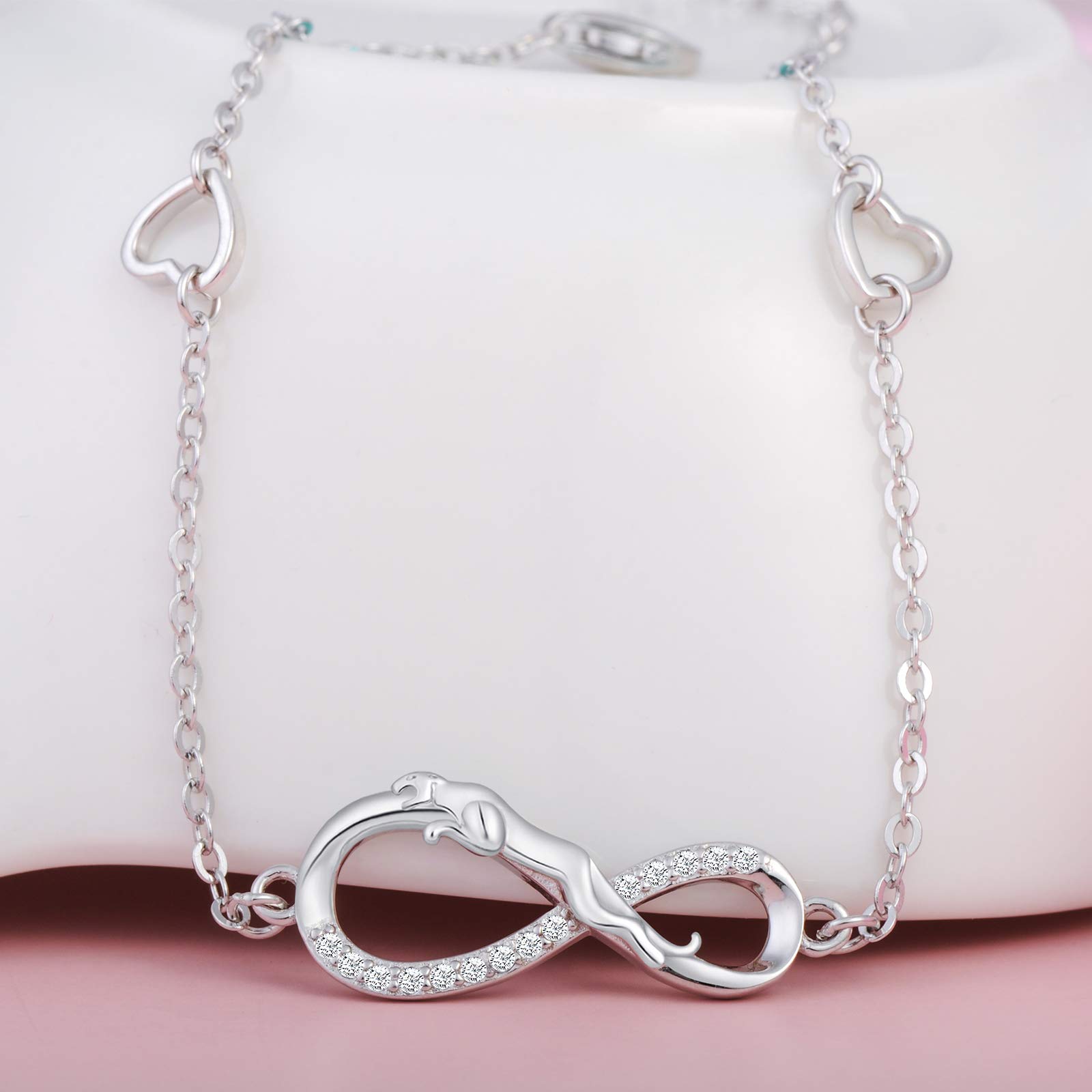 INFINIONLY Fashion Bracelets A-cuore bracciale argento leopardo cuore