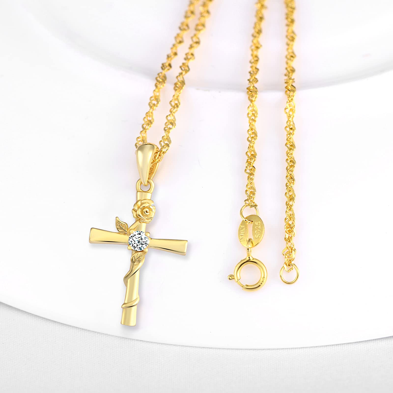Infinionly collana croce argento 925 oro zirconi