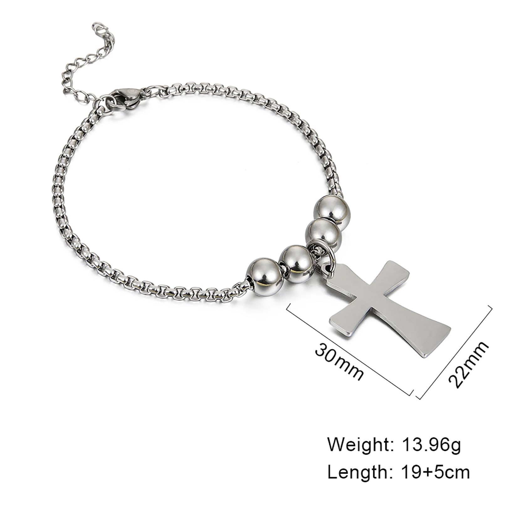 EUEAVAN Bracciale Croce Acciaio Inox Sfera Uomo Senza Pietra