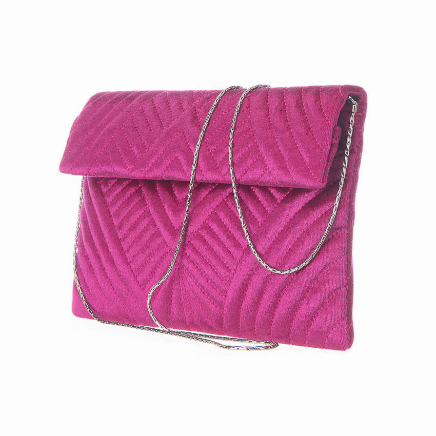 Chic Ad Hoc Pochette velluto trapuntato fuxia clutch