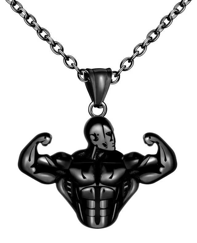 INFINIONLY Fashion Necklaces collana uomo bodybuilding nera